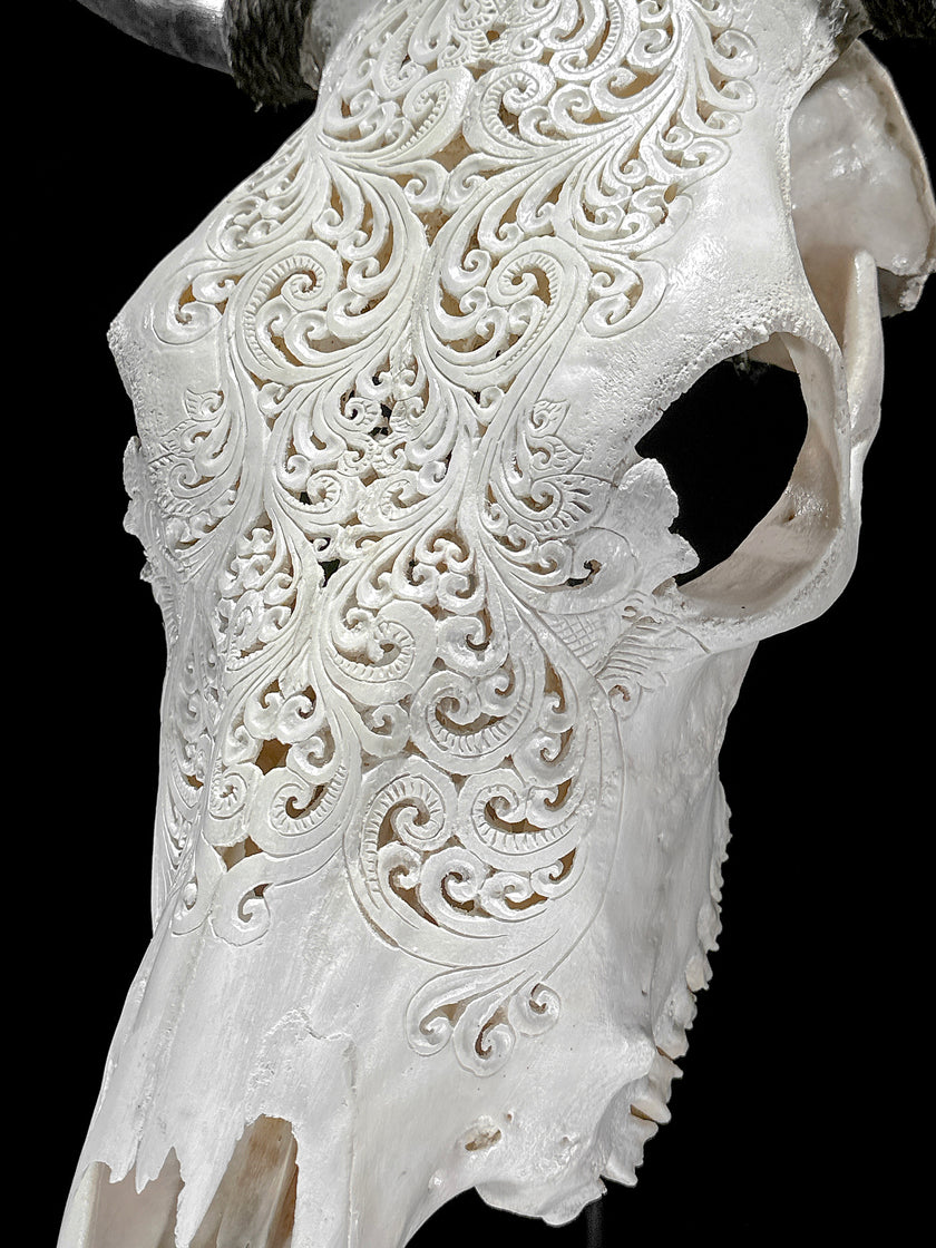 Bull Skull Carved Tradball - Skull,A/150