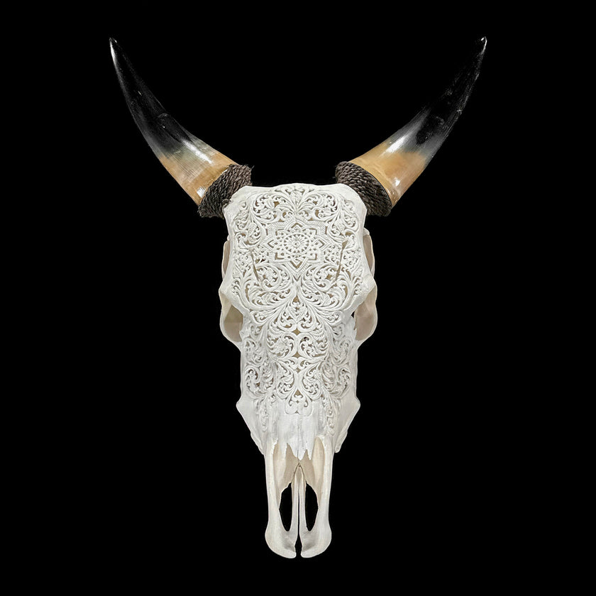 Carved Cow Skulls with Star Mandala Carving Skull,A/185