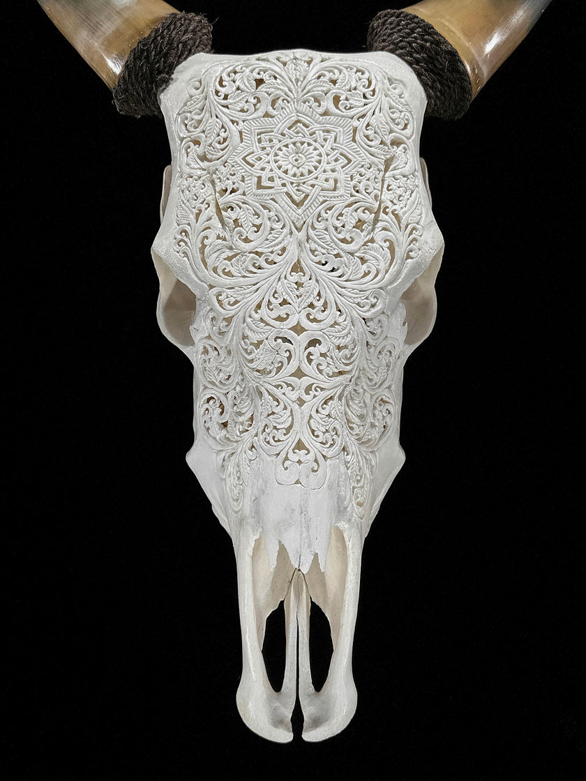 Carved Cow Skulls with Star Mandala Carving Skull,A/185