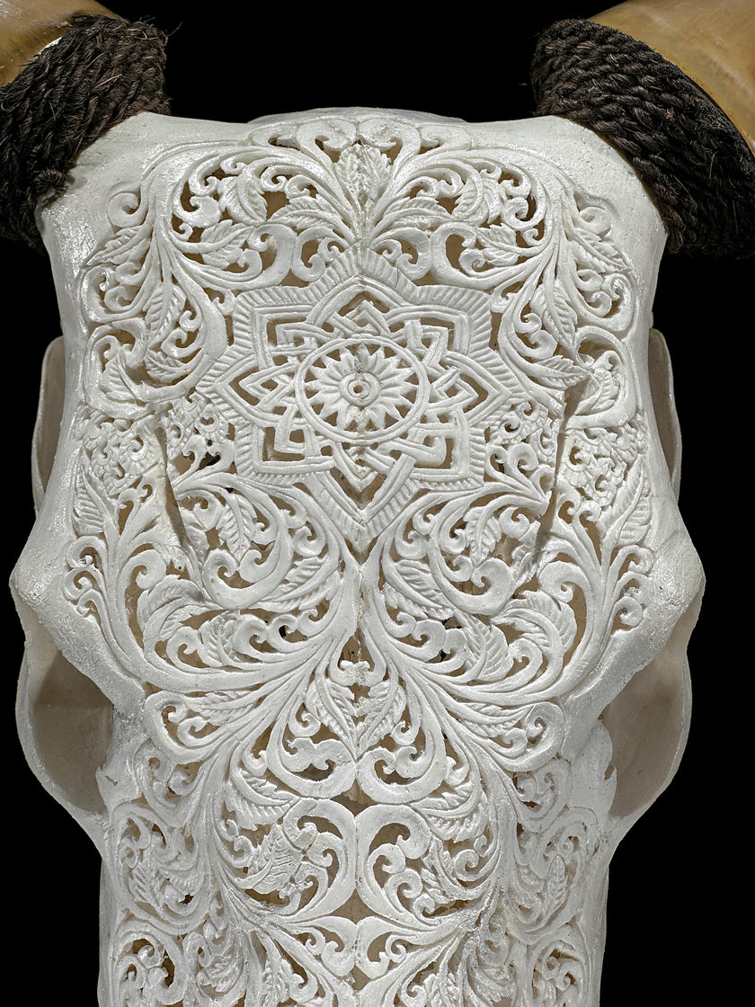 Carved Cow Skulls with Star Mandala Carving Skull,A/185