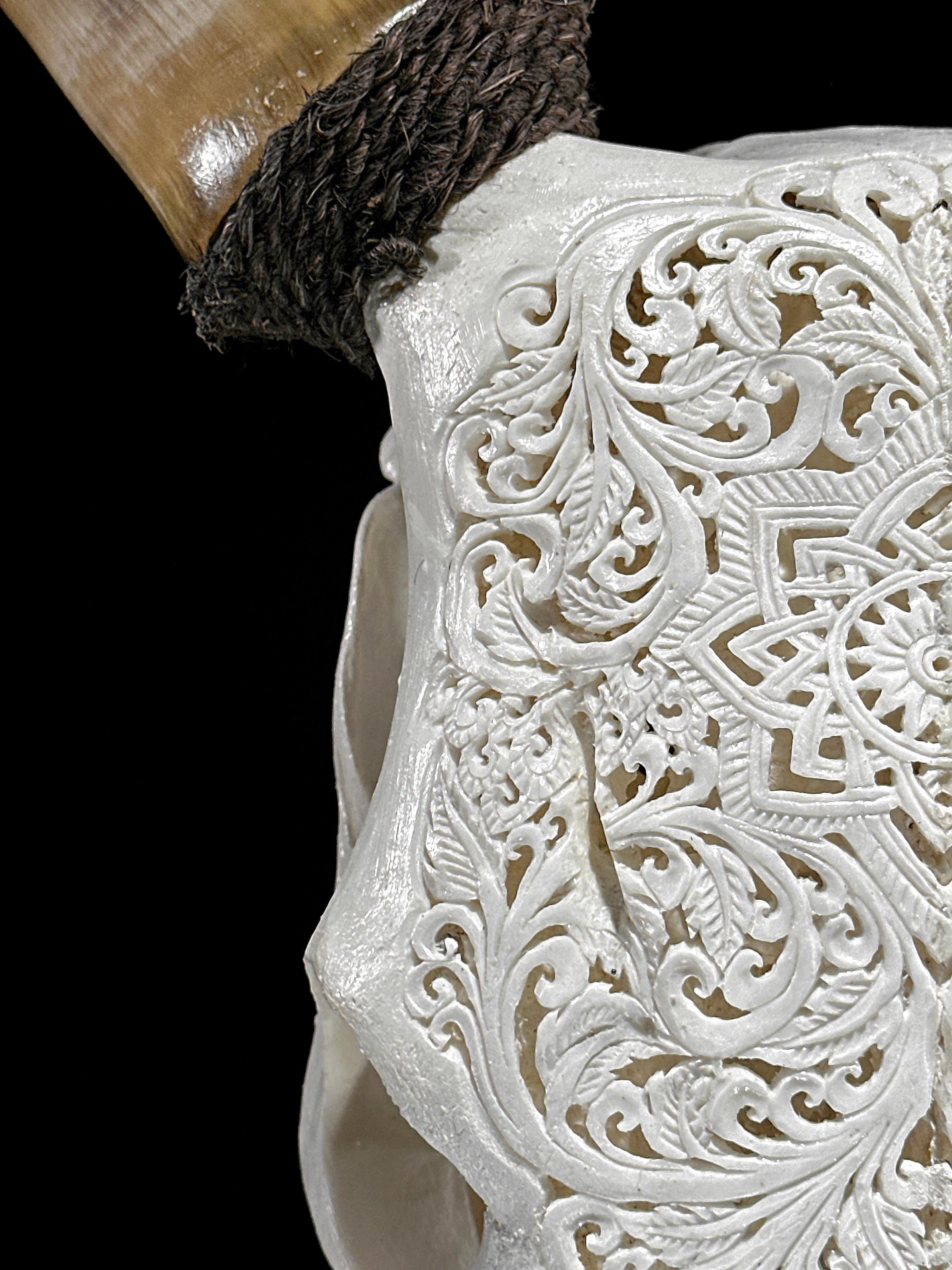 Carved Cow Skulls with Star Mandala Carving Skull,A/185