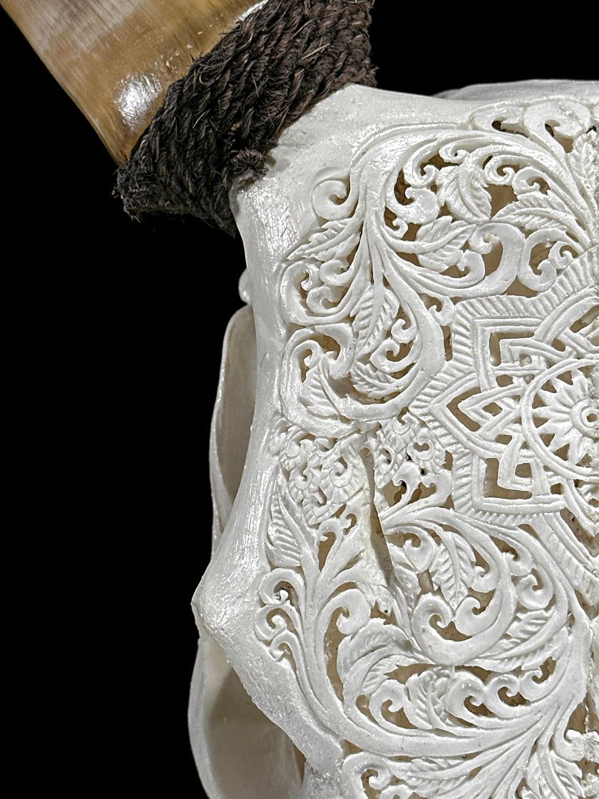 Carved Cow Skulls with Star Mandala Carving Skull,A/185