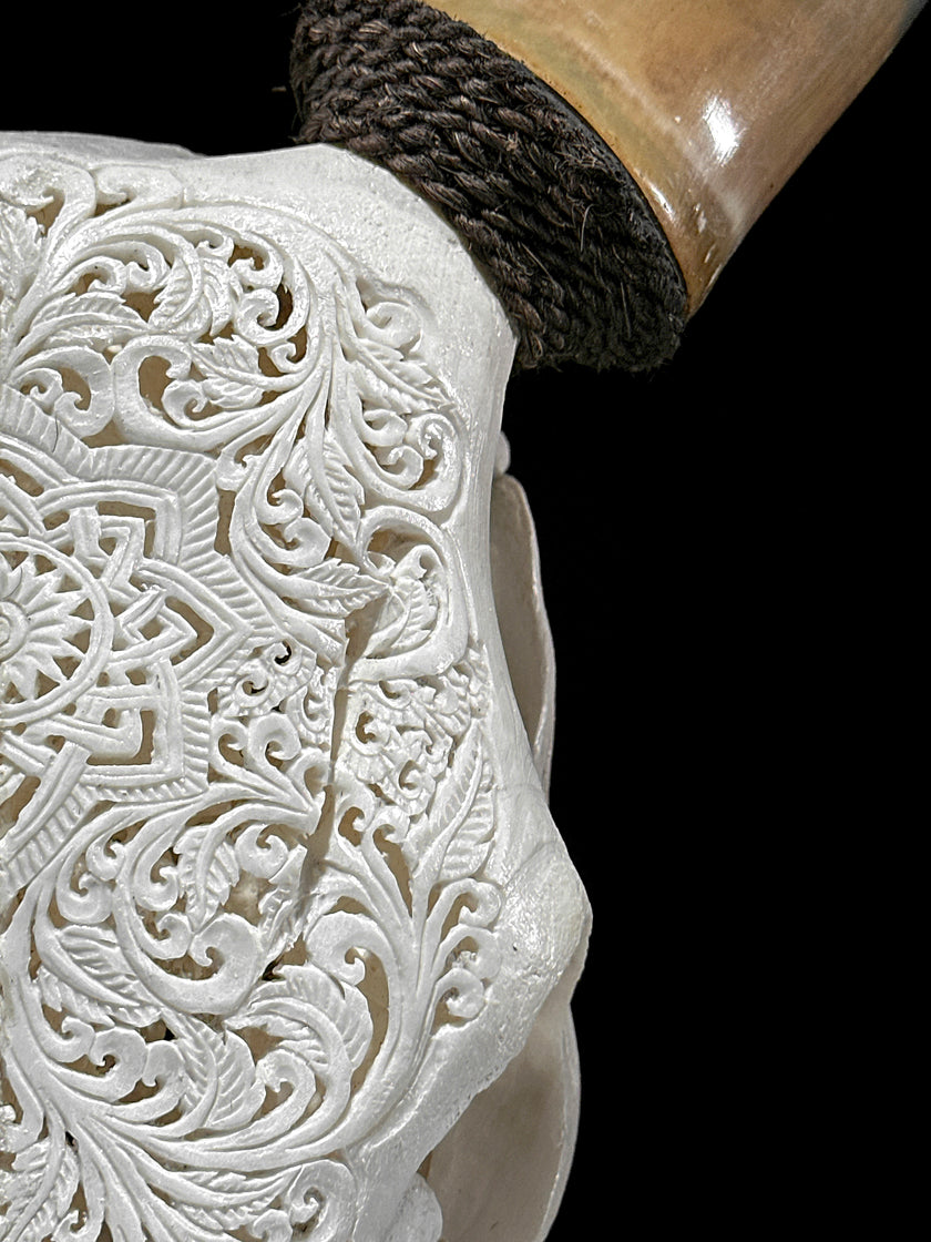 Carved Cow Skulls with Star Mandala Carving Skull,A/185