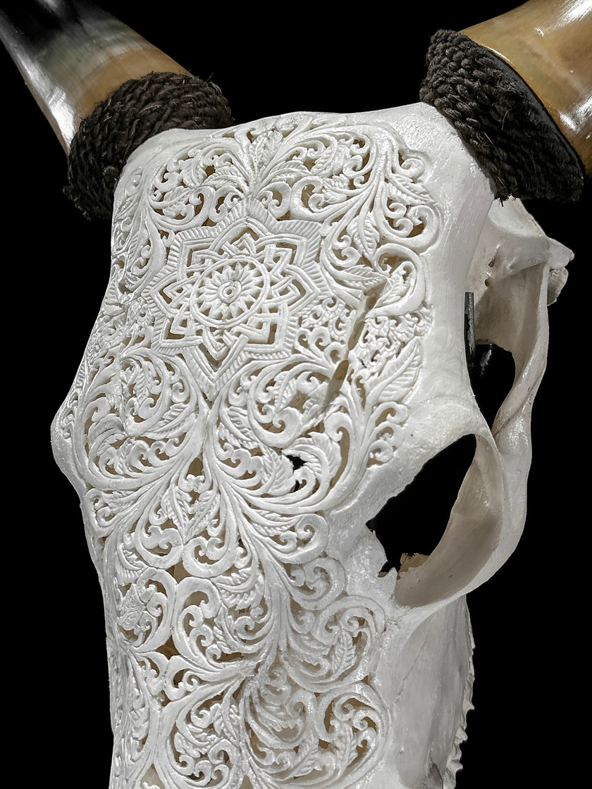Carved Cow Skulls with Star Mandala Carving Skull,A/185