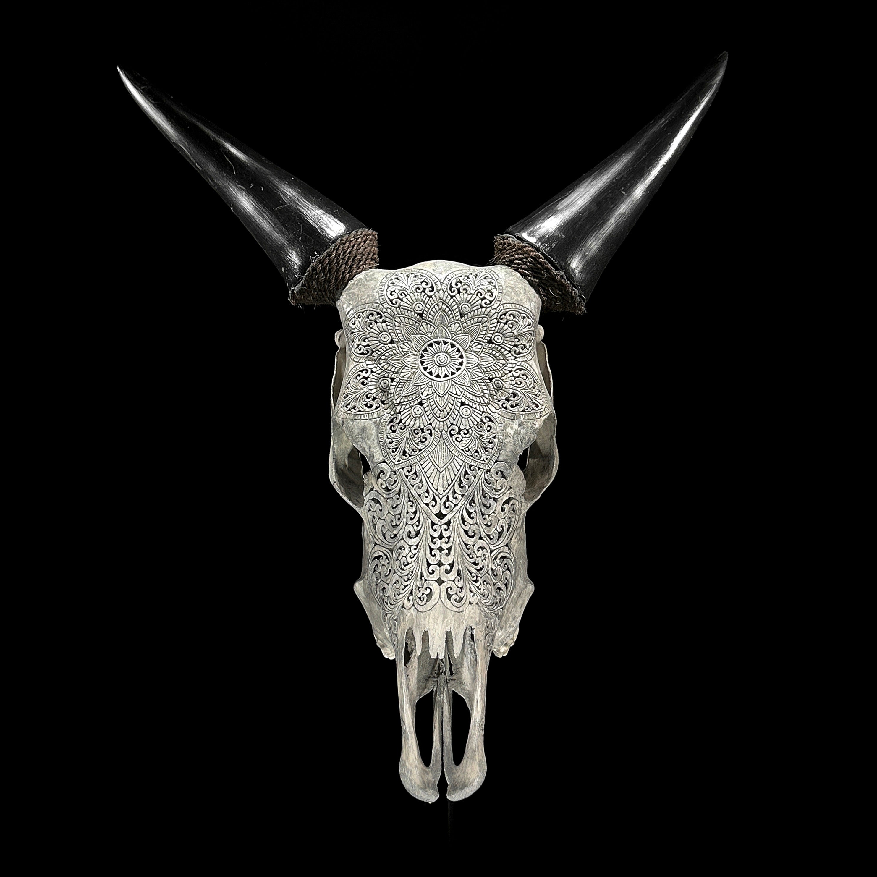 Carved Cow Skulls with Flower Mandala Carving Skull,A/184
