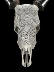 Carved Cow Skulls with Flower Mandala Carving Skull,A/184