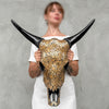 Gold Mosaic Cow Skull Wall Decor – Decorative Cow Skull with Horns for Boho, Western, or Modern Rustic Style Homes - Skull,A/125
