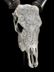 Carved Cow Skulls with Flower Mandala Carving Skull,A/184