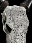 Carved Cow Skulls with Flower Mandala Carving Skull,A/184