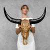 Brown Carved Buffalo Skull with Flower of Life Motif — Handcrafted Wall Art - Skull,A/109