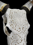 Carved Cow Skulls with Floral Carving Skull,A/186