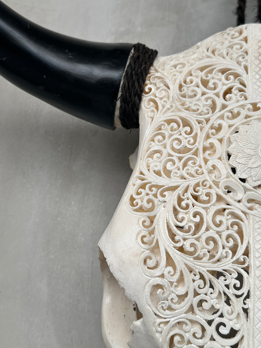 Bull Skull Carved Flower Mandala - Skull,A/043