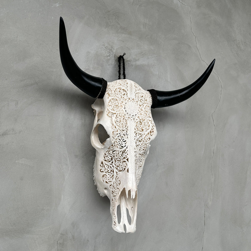Bull Skull Carved Flower Mandala - Skull,A/043