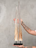 Pair of Natural Tusks on Stand – Bone Sculpture, Tribal Home Decor, Rustic Accent - Tusk,A/046