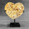 Stunning Heart Shape of Yellow Crystal Rock on a custom stand CH/592