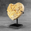 Stunning Heart Shape of Yellow Crystal Rock on a custom stand CH/592