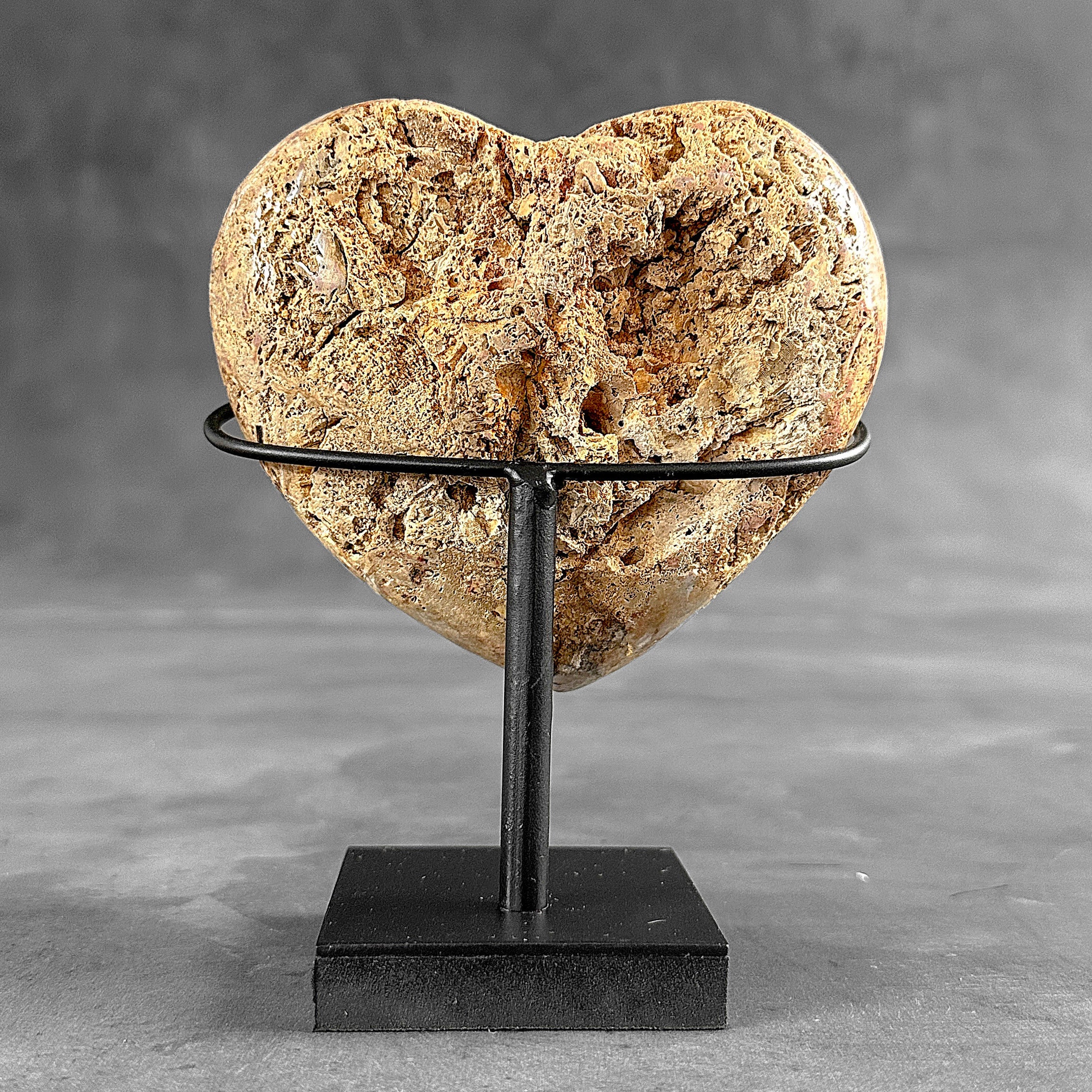 Stunning Heart Shape of Yellow Crystal Rock on a custom stand CH/592