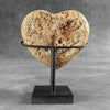 Stunning Heart Shape of Yellow Crystal Rock on a custom stand CH/592