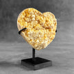 Stunning Heart Shape of Yellow Crystal Rock on a custom stand CH/592