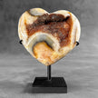 Stunning Heart Shape of Yellow Crystal Rock on a custom stand CH/593