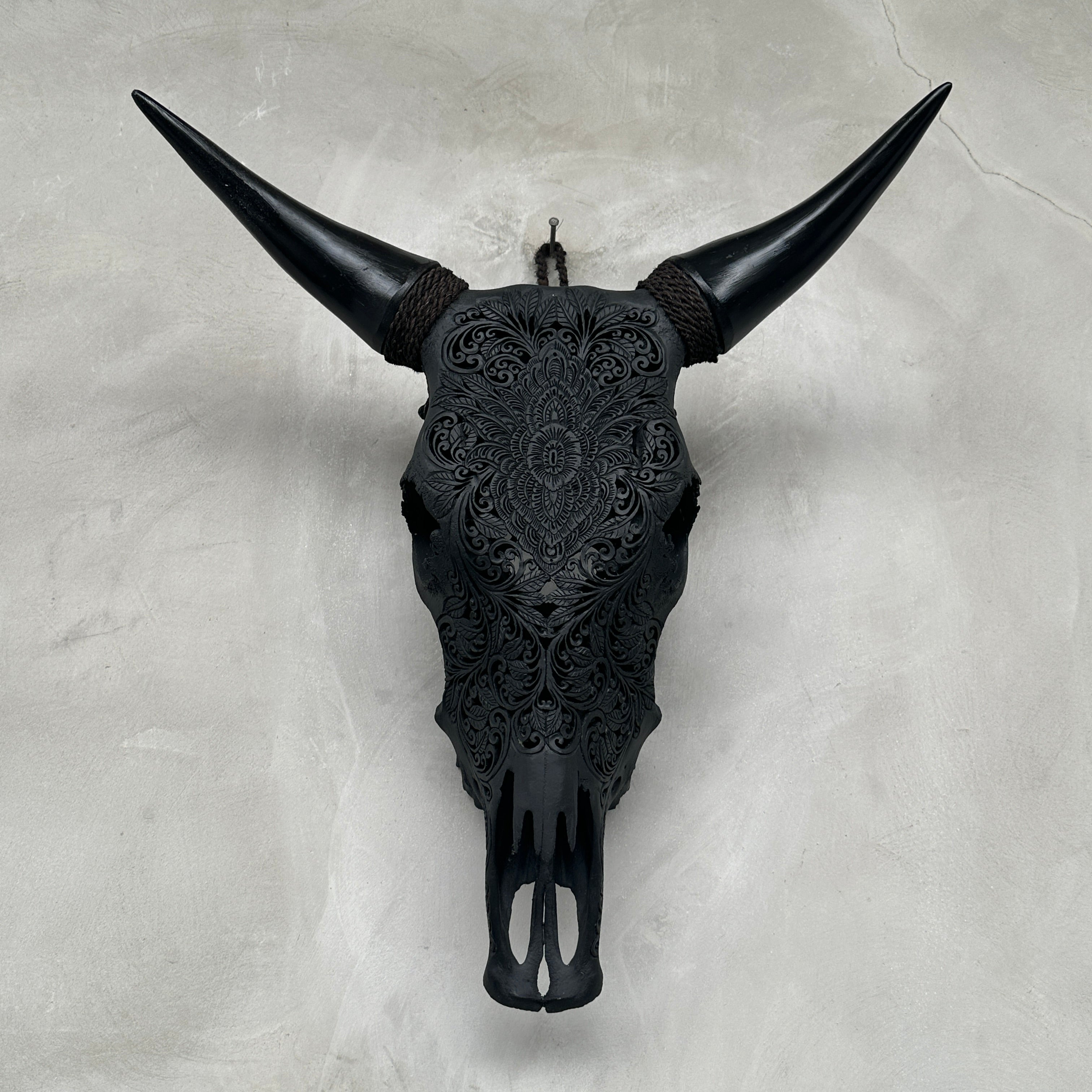 Bull Skull Carved Floral - Skull,A/048