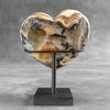 Stunning Heart Shape of Yellow Crystal Rock on a custom stand CH/593