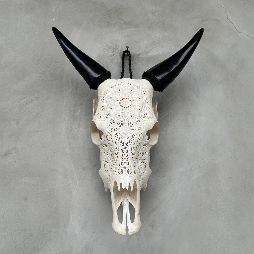 Cow Carved Floral - Skull,A/006