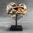 Stunning Heart Shape of Yellow Crystal Rock on a custom stand CH/594