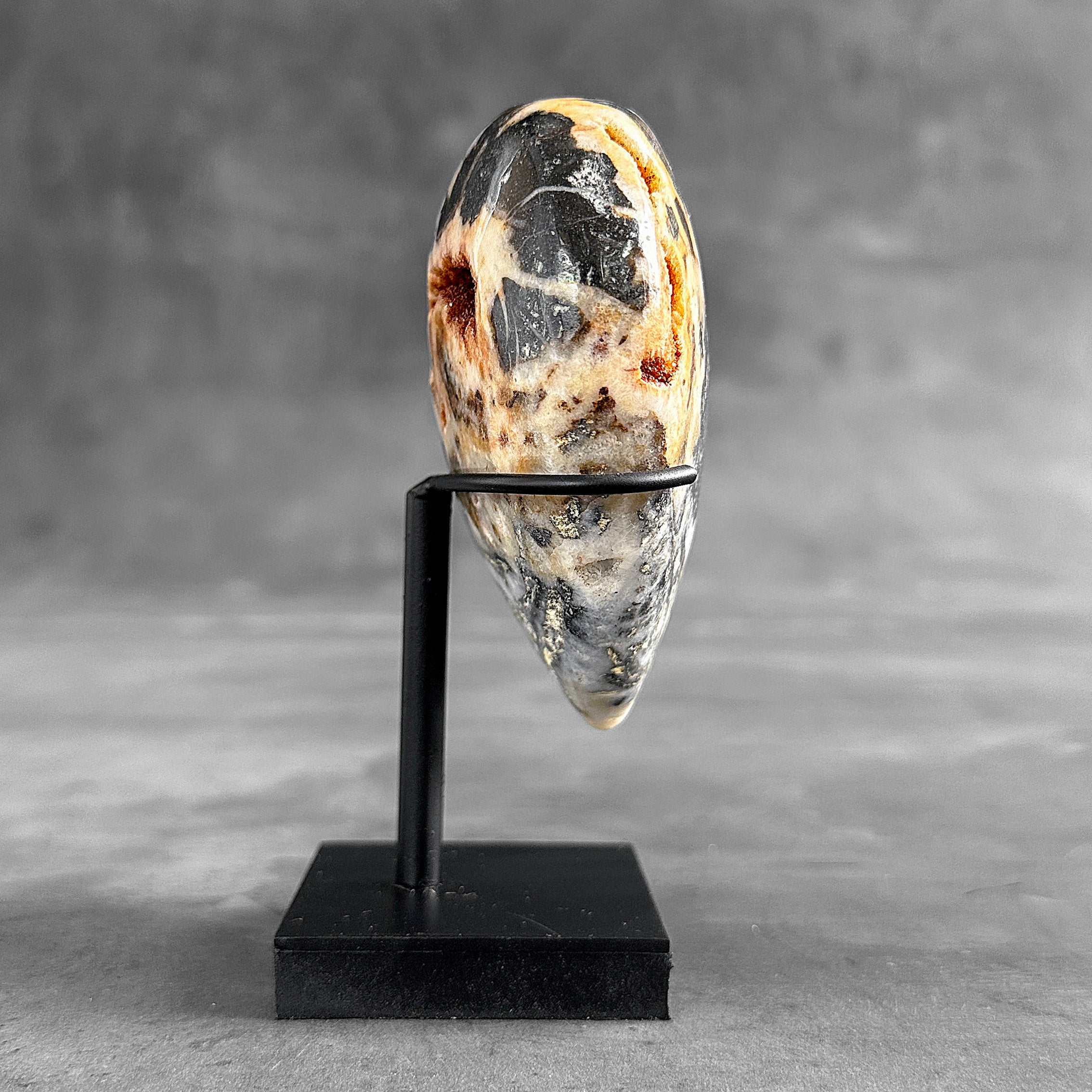 Stunning Heart Shape of Yellow Crystal Rock on a custom stand CH/594