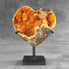 Stunning Heart Shape of Yellow Crystal Rock on a custom stand CH/595