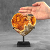 Stunning Heart Shape of Yellow Crystal Rock on a custom stand CH/595