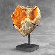 Stunning Heart Shape of Yellow Crystal Rock on a custom stand CH/595