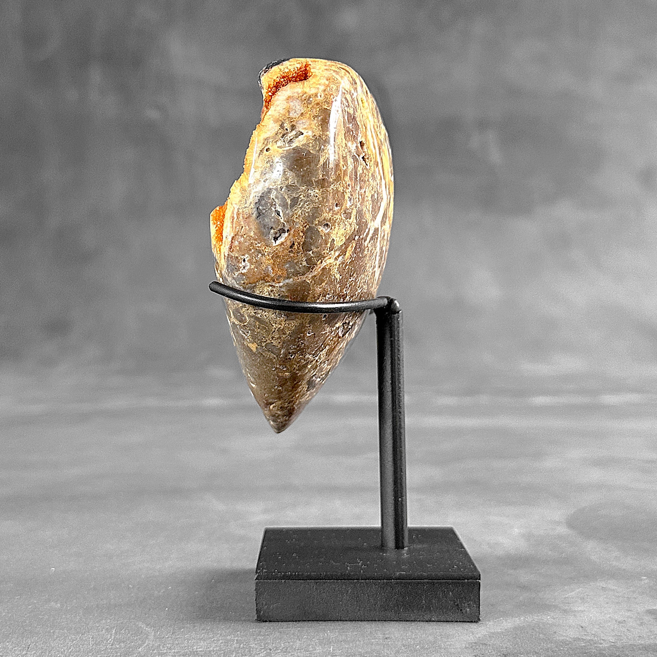 Stunning Heart Shape of Yellow Crystal Rock on a custom stand CH/595