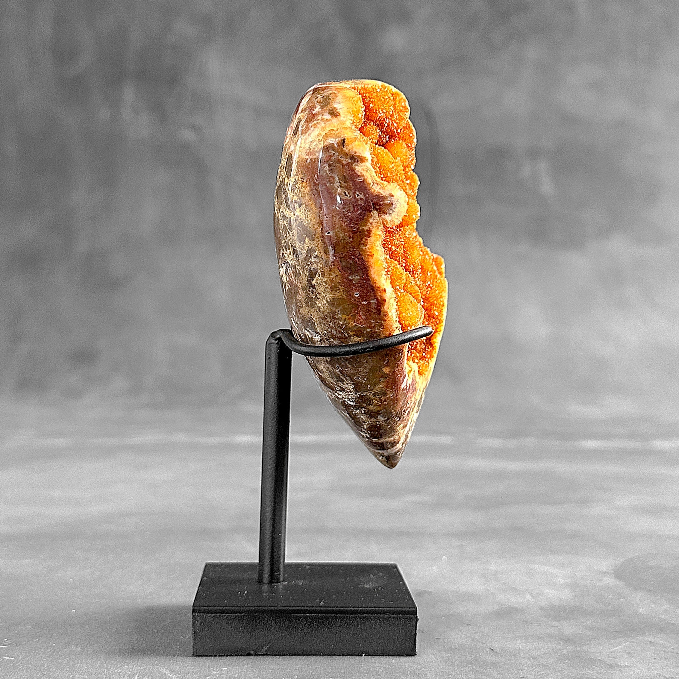 Stunning Heart Shape of Yellow Crystal Rock on a custom stand CH/595