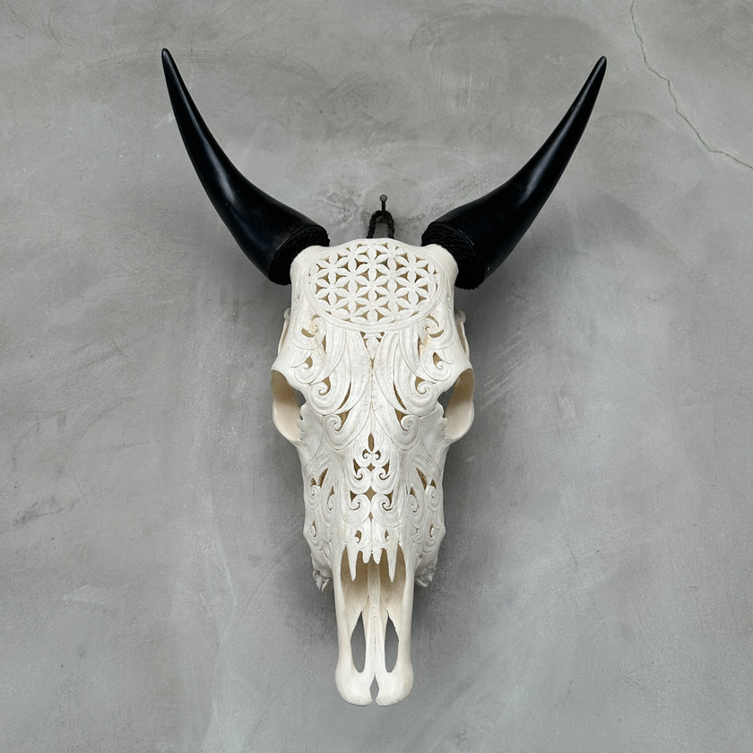 Cow Carved Flower Of Life - Skull,A/010