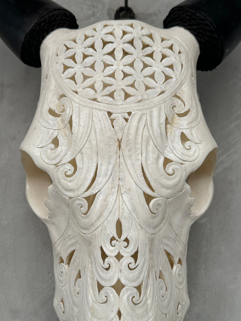 Cow Carved Flower Of Life - Skull,A/010