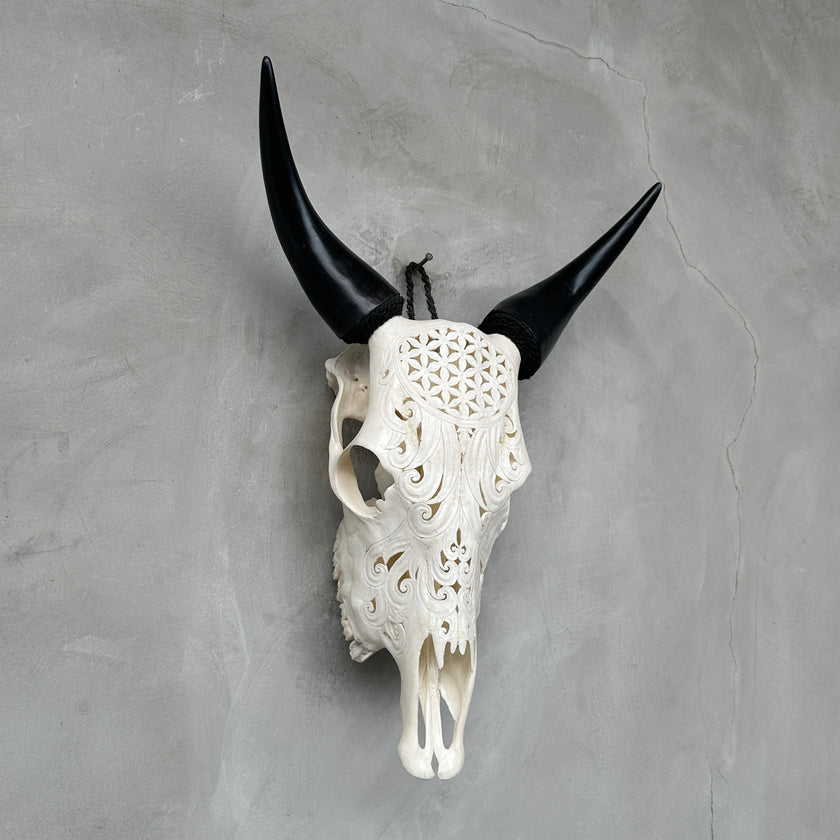 Cow Carved Flower Of Life - Skull,A/010