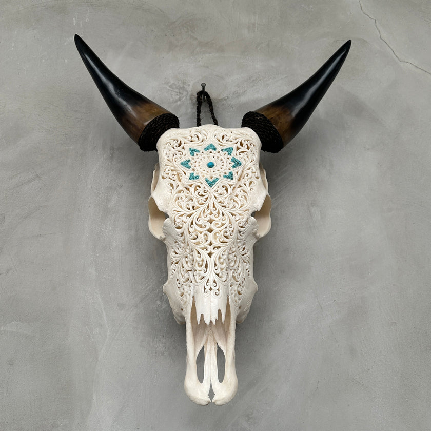 Cow Carved Star Mandala - Skull,A/013