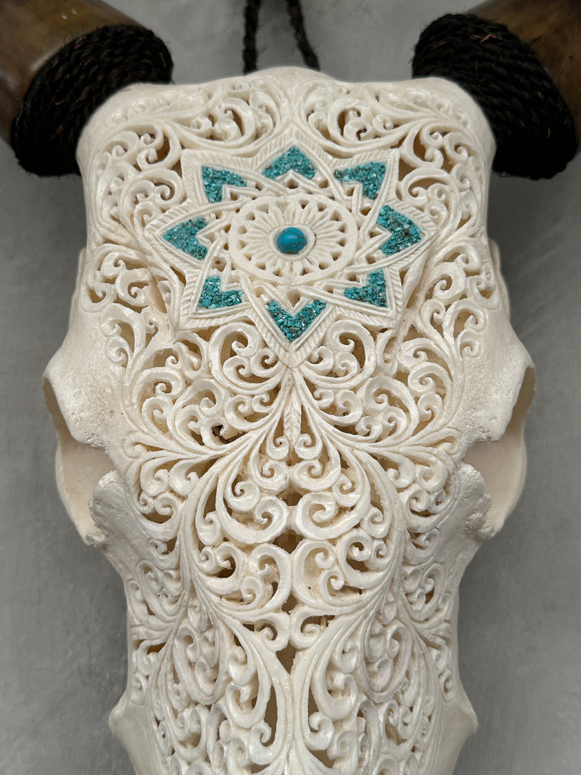 Cow Carved Star Mandala - Skull,A/013