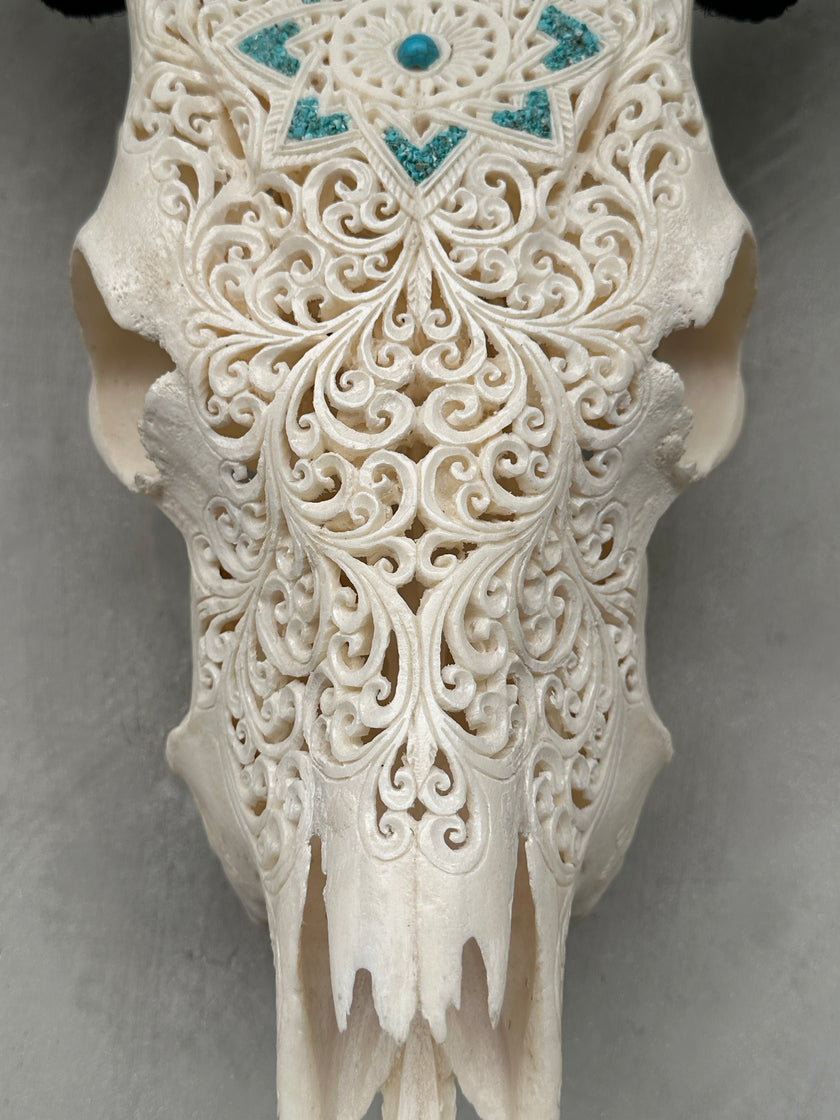 Cow Carved Star Mandala - Skull,A/013