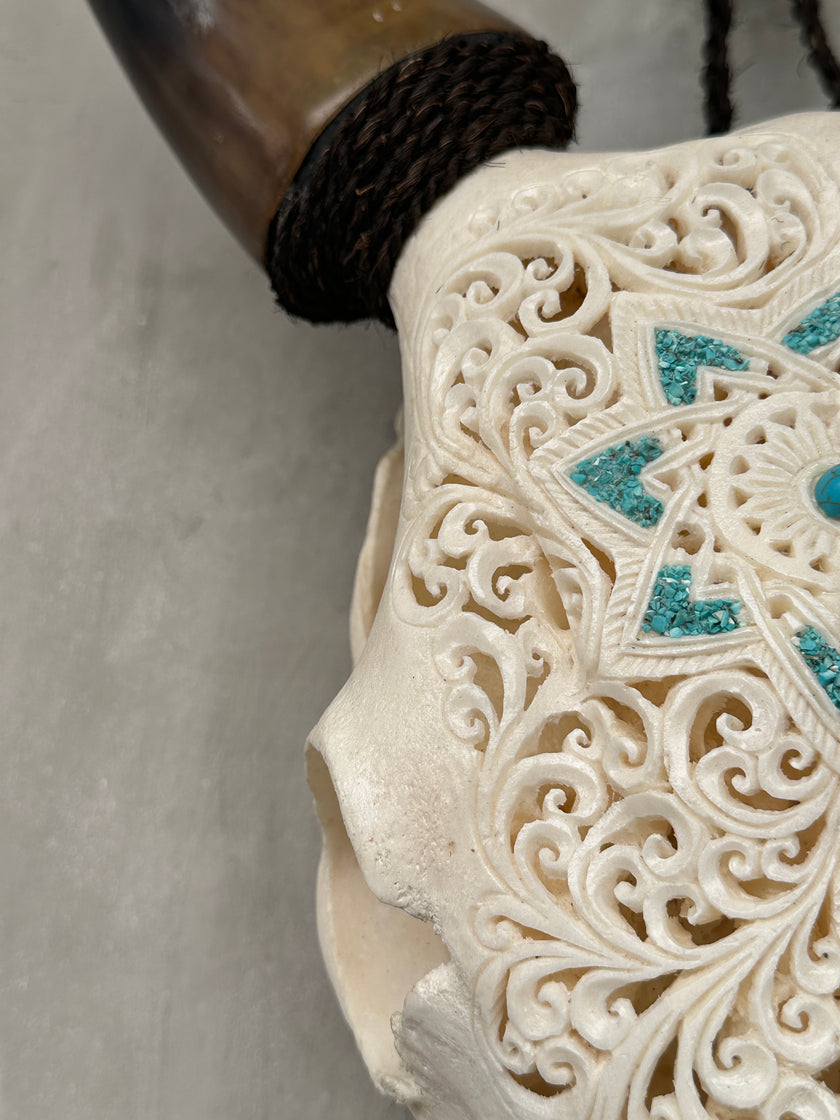 Cow Carved Star Mandala - Skull,A/013