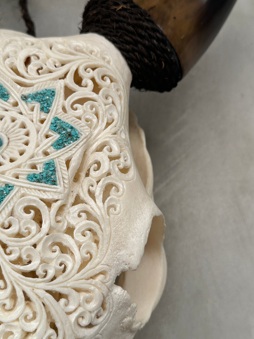 Cow Carved Star Mandala - Skull,A/013