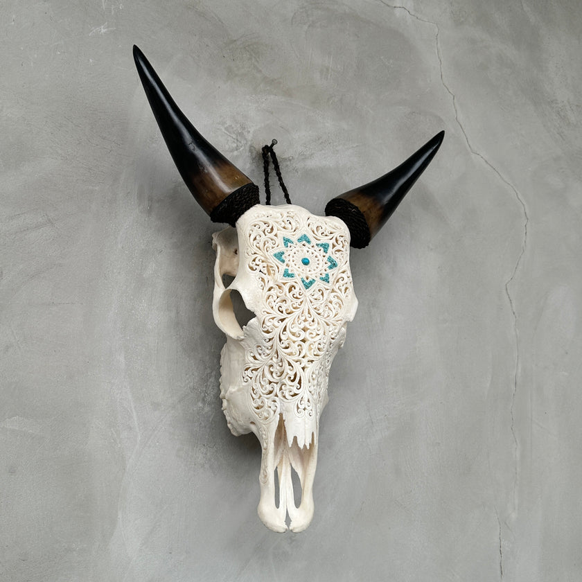 Cow Carved Star Mandala - Skull,A/013