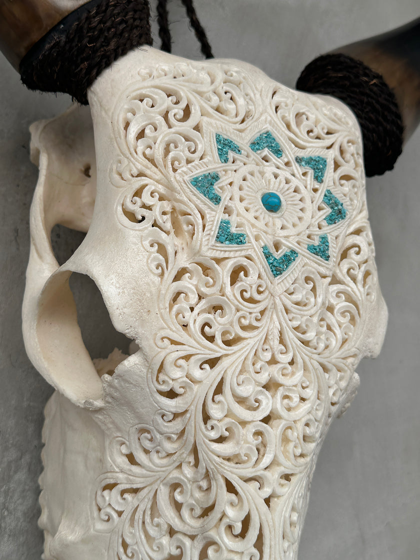 Cow Carved Star Mandala - Skull,A/013