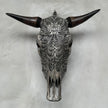 Bull Skull Carved Big Lotus - Skull,A/046