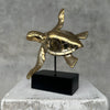 Turtle Sea on stand Polished Gold