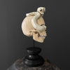 Tarmarind Wooden Skull With Snake Carving Antler - 7R/107