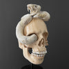 Tarmarind Wooden Skull With Snake Carving Antler - 7R/107