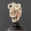 Tarmarind Wooden Skull With Octopus Carving Antler - 7O/108