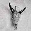 Hand-Carved Cow Skull with Badong Pattern – Tribal Gothic Wall Art – Ethnic Bone Skull Decor with Black Horns - Skull,A/076